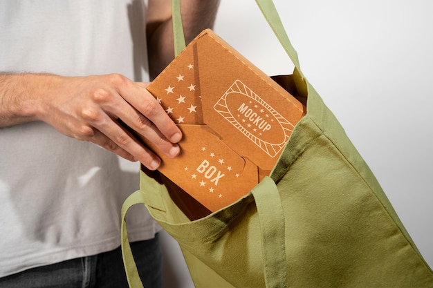 Fabric bag with packaging mockup design