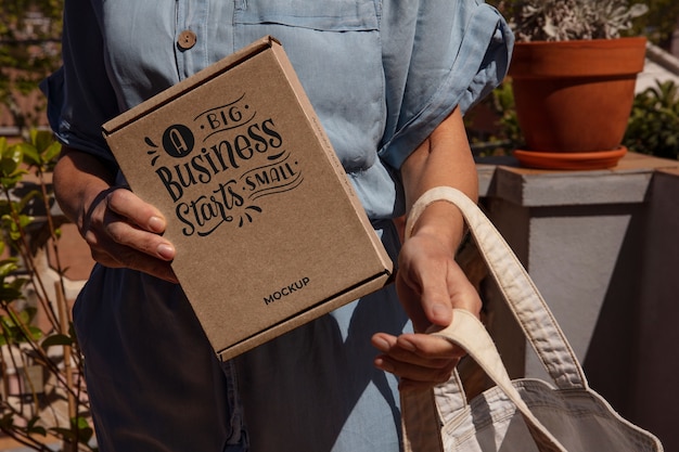 fabric bag with packaging mockup design