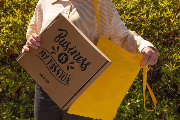 fabric bag with packaging mockup design
