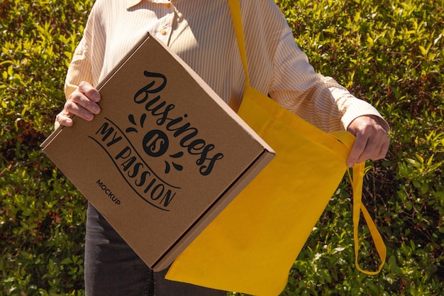 Fabric bag with packaging mockup design