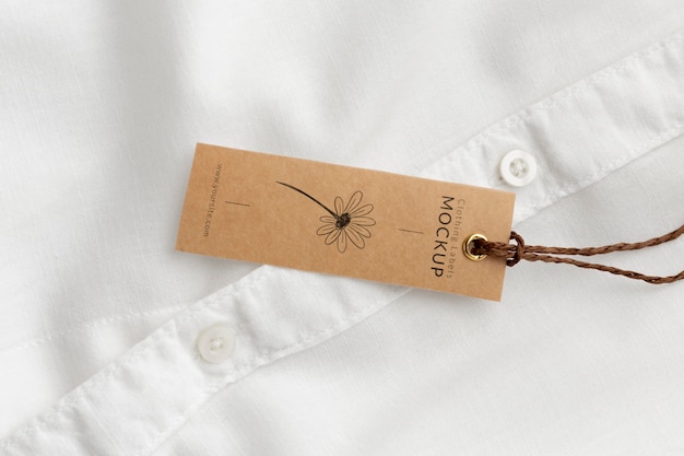 PSD fabric clothing labels mockup in real context