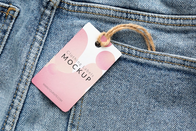 PSD fabric clothing labels mockup in real context