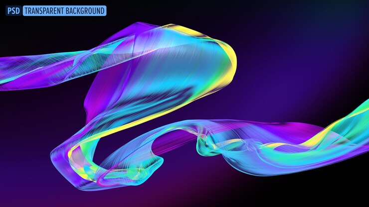 PSD fabric flowing cloth wave waving multicolor silk flying textile 3d render