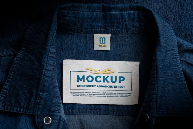 PSD fabric label on clothing mockup