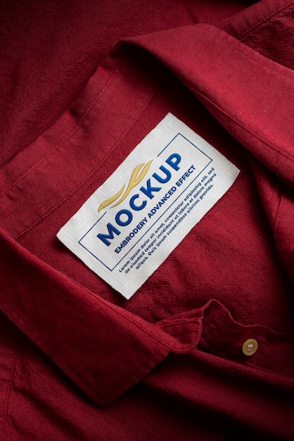 PSD fabric label on clothing mockup