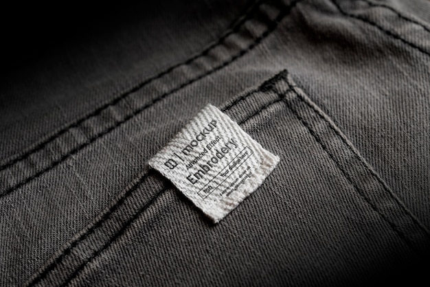 PSD fabric label on clothing mockup