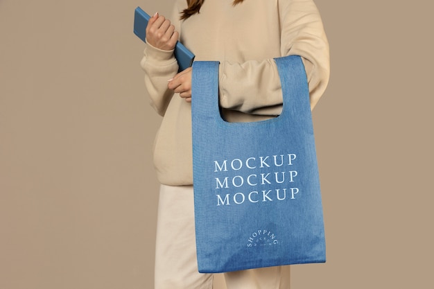 Fabric shopping bag mockup design