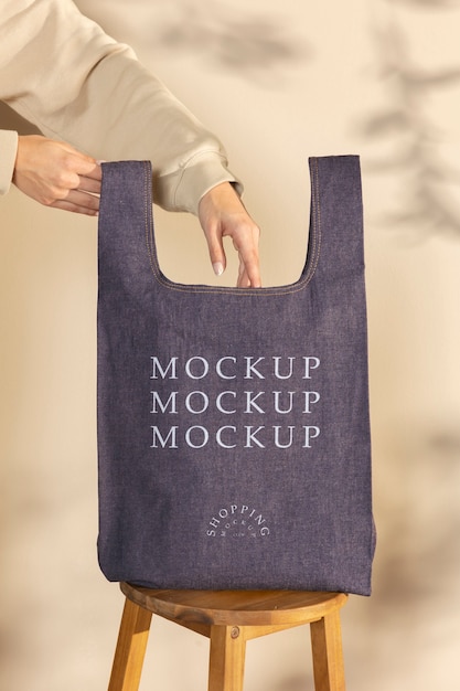 PSD fabric shopping bag mockup design