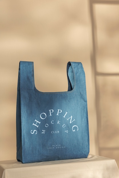 PSD fabric shopping bag mockup design