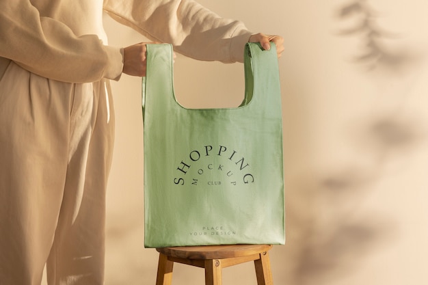 Fabric shopping bag mockup design