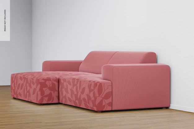 PSD fabric sofa mockup, right view