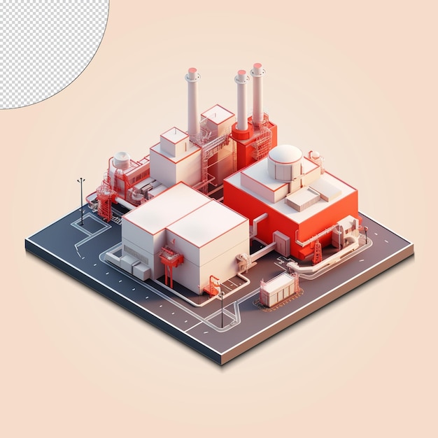 PSD fabryka rafinerii renderowania 3d przezroczystość ilustracji przemysłowych