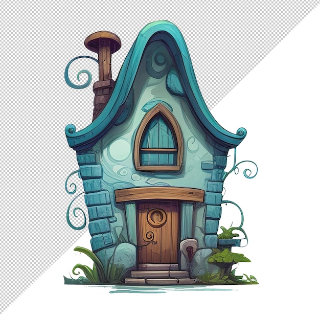 Fabulous gnome house in a cartoon style PNG illustration on a transparent background