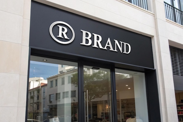 店のブラックサインの正面ロゴモックアップ