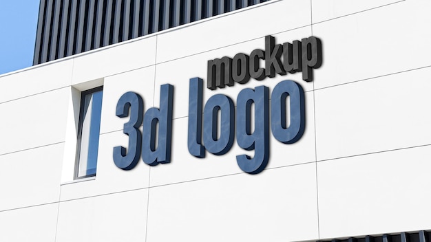 PSD facade teken 3d logo mockup psd sjabloon