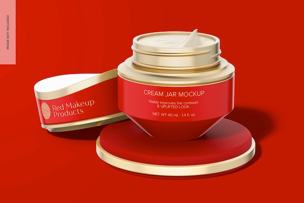 Prospettiva del mockup del vasetto di crema per il viso