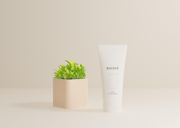 Face cream tube mockup