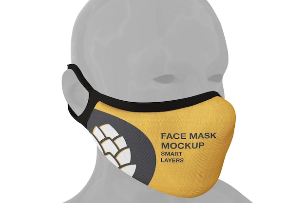 PSD face mask mockup design in 3d rendering