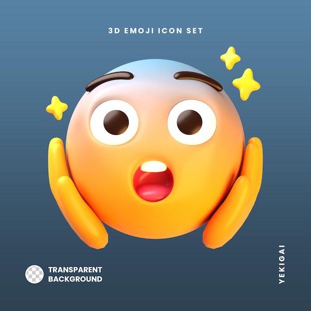 PSD face screaming in fear 3d emoji illustrations pack