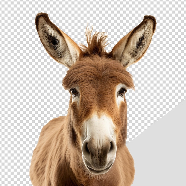 PSD face shot of donkey isolated on transparent background