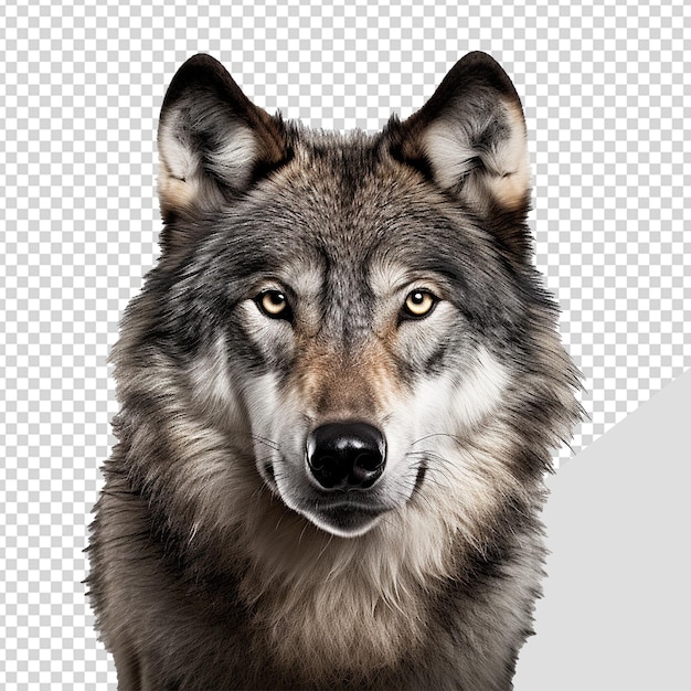 Face shot of wolf isolated on transparent background