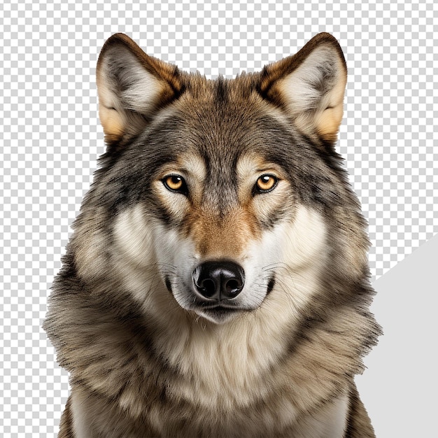 PSD face shot of wolf isolated on transparent background