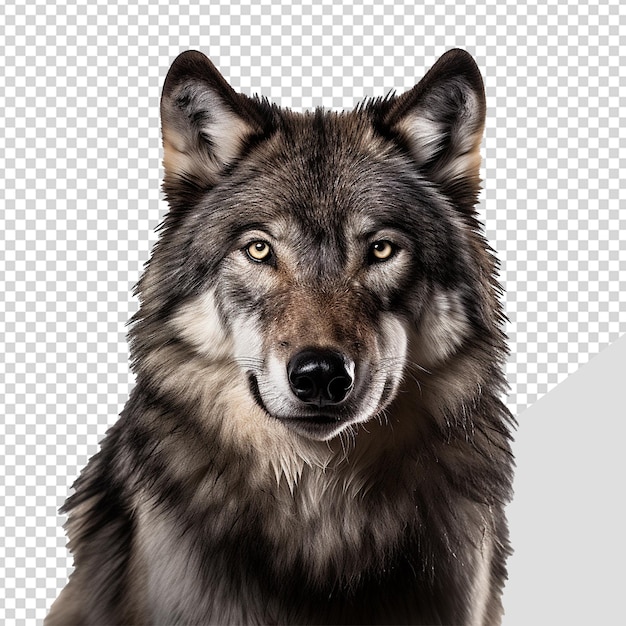 PSD face shot of wolf isolated on transparent background