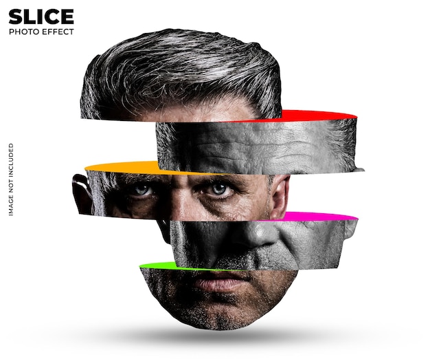 PSD face slice effect mockup