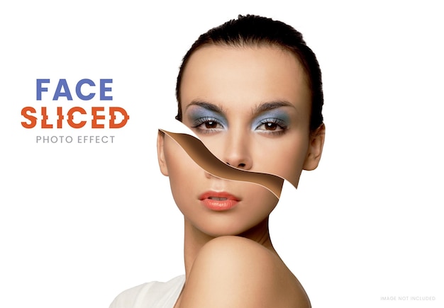 PSD face slice foto-effect mockup