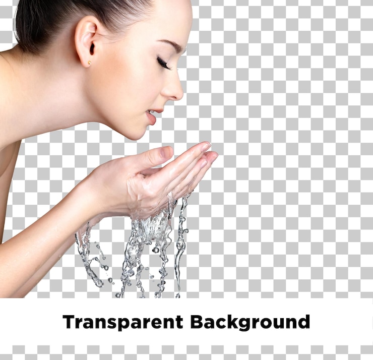 PSD face wash girl on isolated transparent background