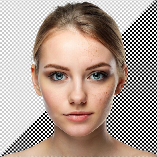 PSD face of young woman with zoom circles before and after