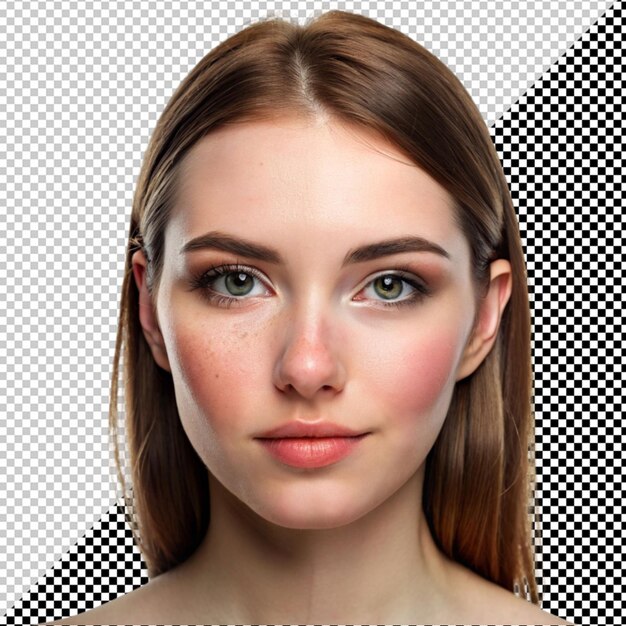 PSD face of young woman with zoom circles before and after