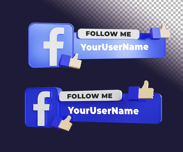 Facebook 3d follow me label with text template