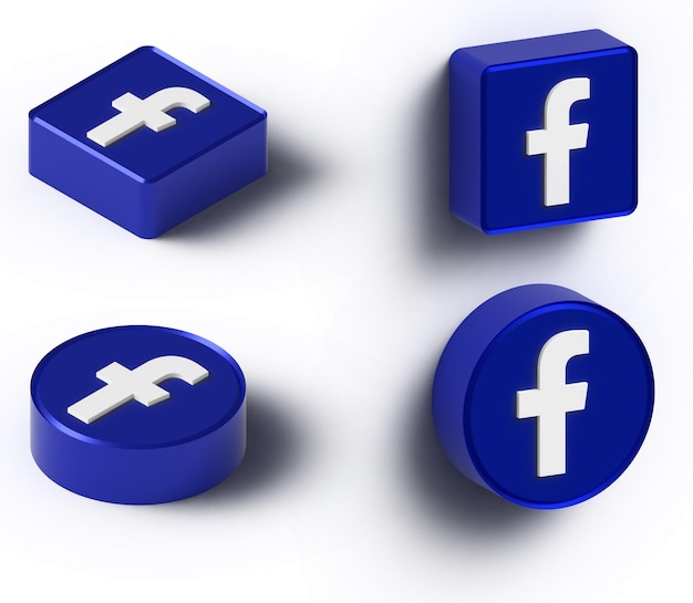 PSD facebook 3d-icon gerenderd sociale media set