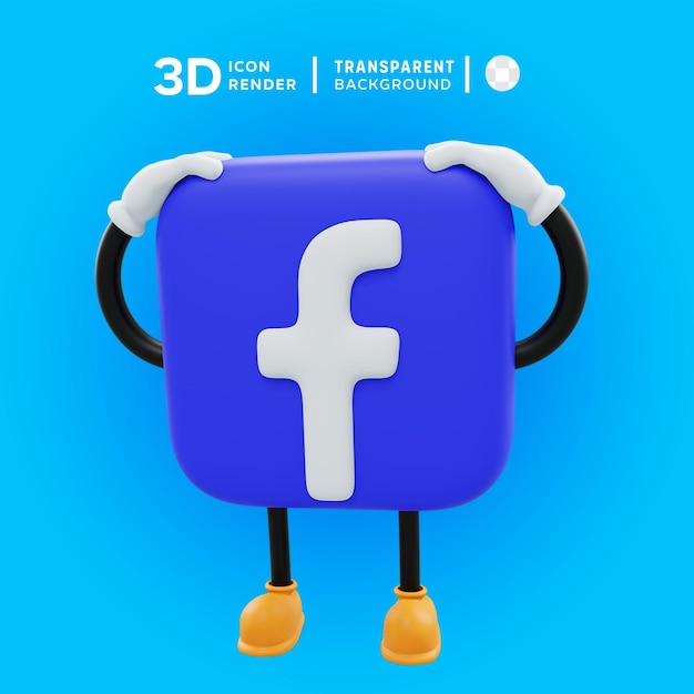 Facebook 3d icon pose illustration