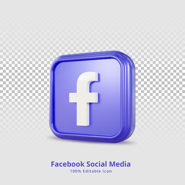 PSD facebook 3d визуализация значок социальных сетей