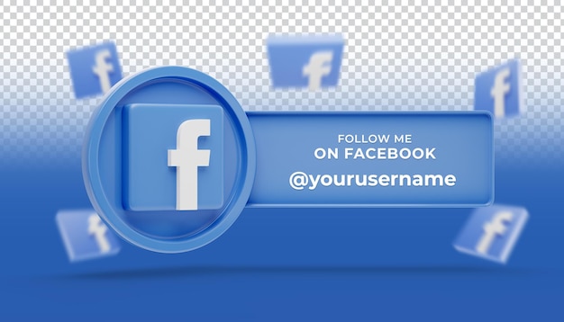 Banner di social media con rendering 3d di facebook