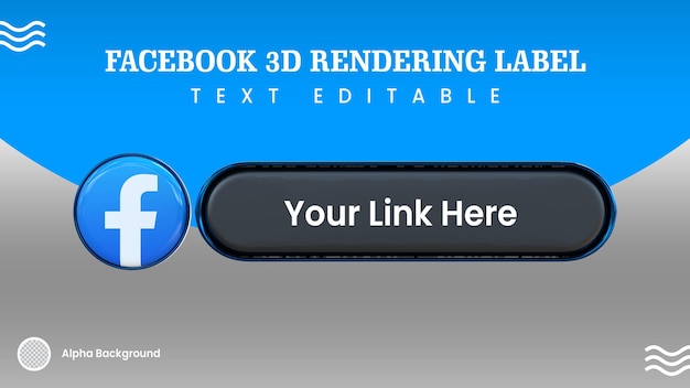 PSD etichetta di rendering 3d di facebook