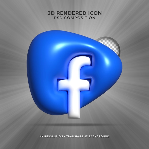 PSD facebook 3d rendering sociale media kleurrijke glanzende pictogram voor psd compositie