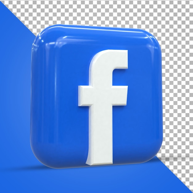 Icona facebook 3d social media icona 3d lucida colorata rendering 3d per la composizione