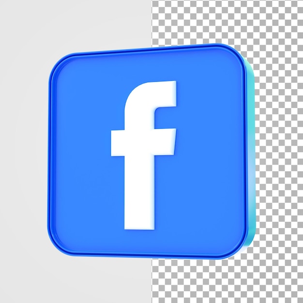 Icona facebook 3d social media icona 3d lucida colorata rendering 3d per la composizione