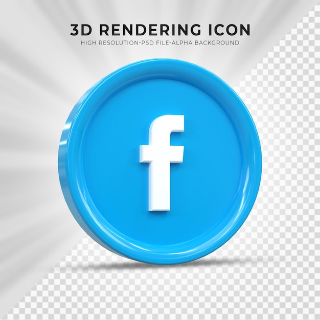 PSD icona facebook 3d social media icona 3d lucida colorata rendering 3d per la composizione