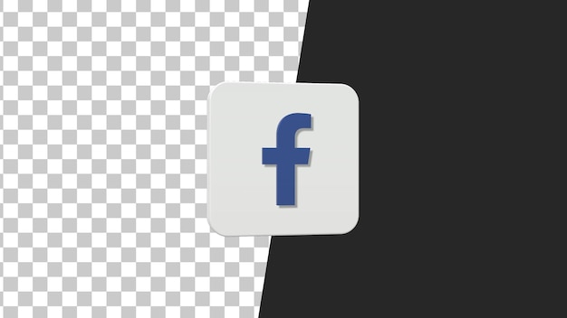 Facebook 3d vierkant wit pictogram.