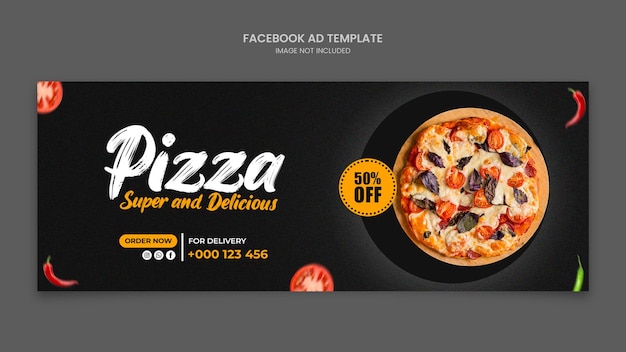 Facebook advertentie omslag post banner sjabloon voor restaurant fastfood menu pizza