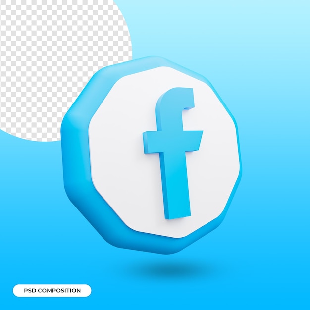 Facebook app icon isolated in 3d rendering