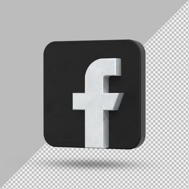 приложение facebook черный логотип на 3d-рендеринге