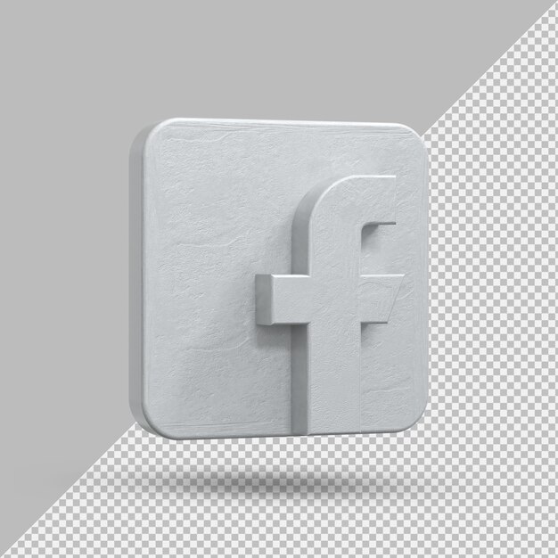 PSD Приложение facebook серебряный логотип на 3d-рендеринге