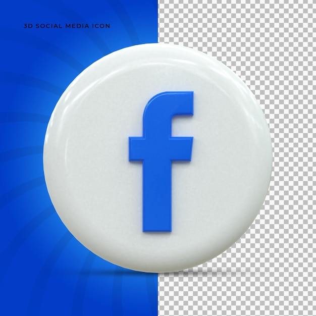 PSD logo 3d lucido colorato di facebook e design dell'icona 3d dei social media