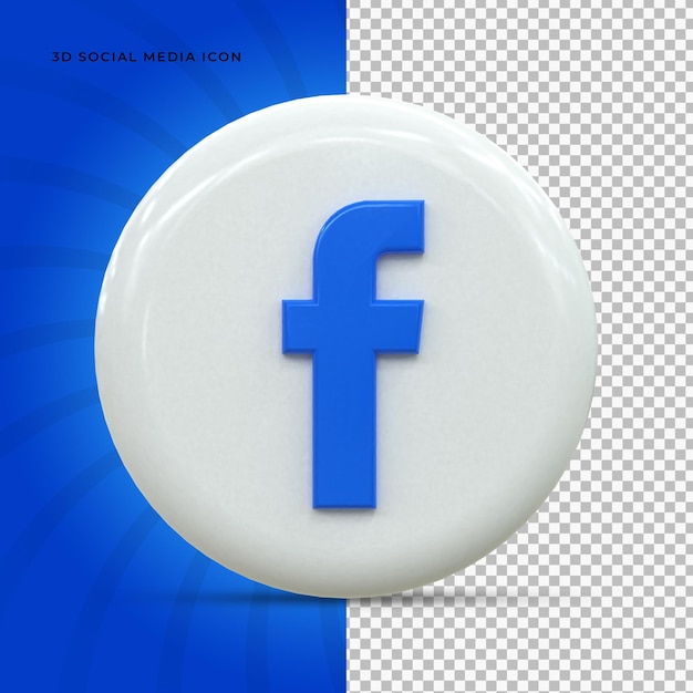 Logo 3d lucido colorato di facebook e design dell'icona 3d dei social media