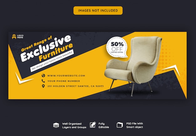 Facebook cover banner template for furniture sale